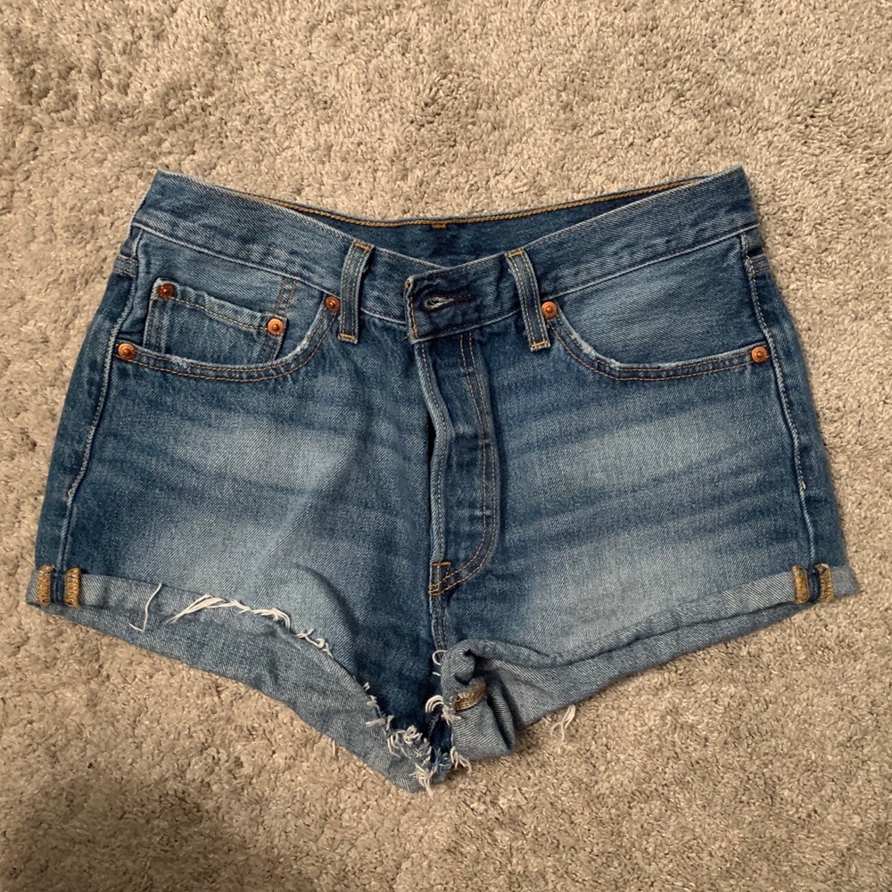Levis Wedgie Medium Wash Jean Shorts